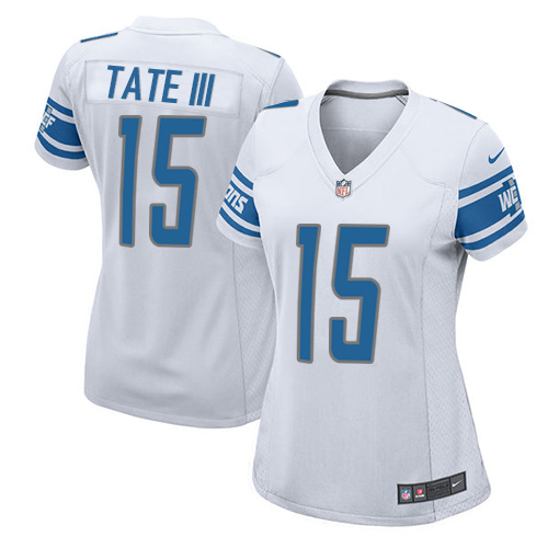 Nike Lions #15 Golden Tate III White Women's Stitched NFL Elite Jersey